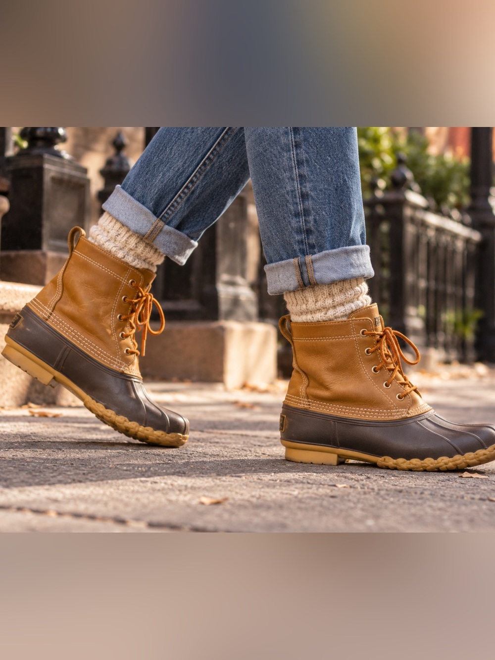 LL BEAN duck boots brown leather 8" womens 9 vintage winter Goretex Maine